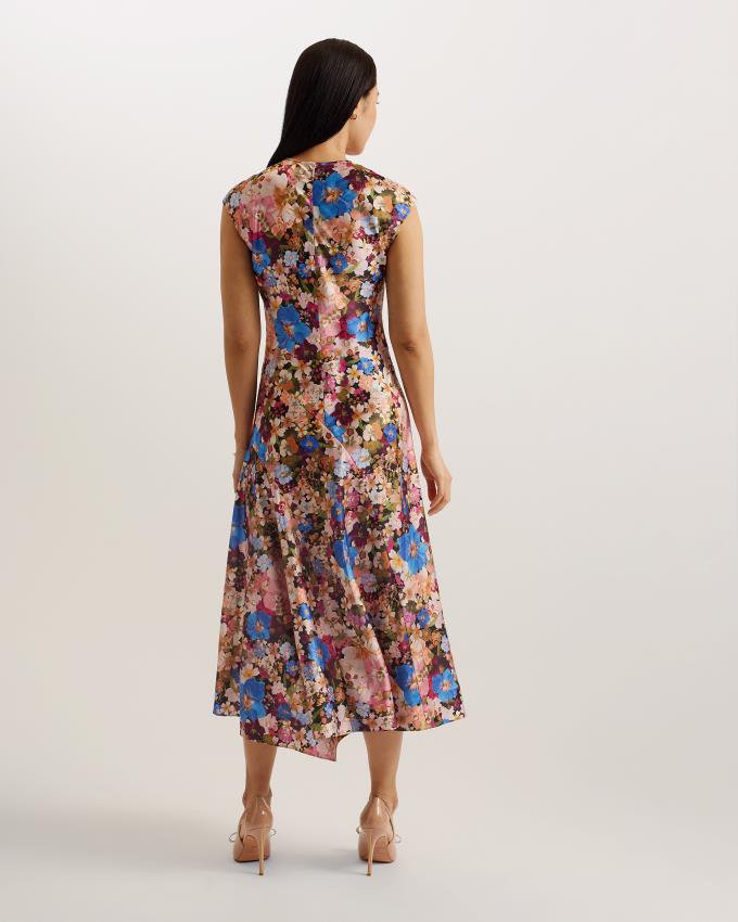 Peignoir Ted Baker Floral Asymmetric Midi Noir Femme | IJU-01071392